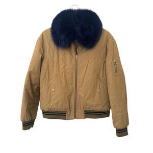YVES SALOMON ARMY Fox Lined Khaki‎ Parka Green Sz 38